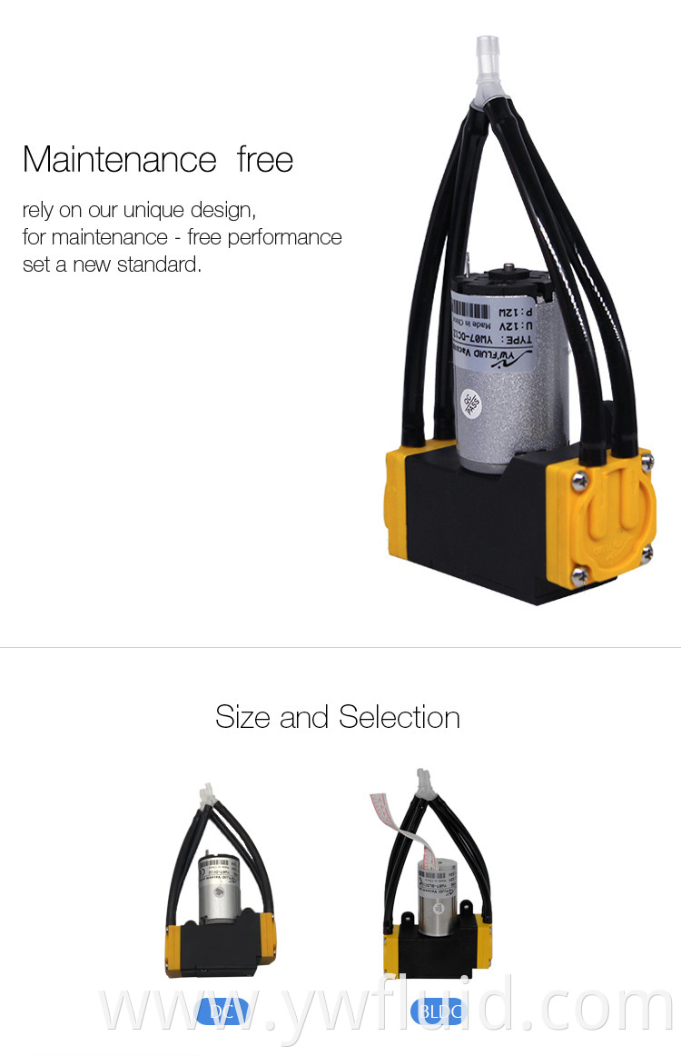 YWfluid OEM Micro Diaphragm Air Pump Used for Vacuum Generation